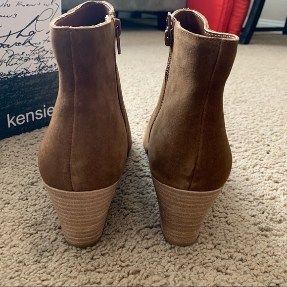 NEW Kensie Brown Suede Heeled Booties - Picture 11 of 14